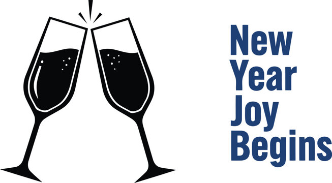 Cheers to new year joy begins festive champagne toast with sparkling celebration text