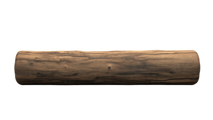 Fototapeta premium A smooth, dark brown wooden log with visible grain, isolated on a transparent background. Perfect for natural designs or construction elements. background removed