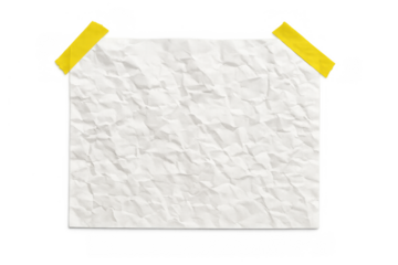 Crumpled white paper sheet taped up, providing a blank message area for urgent information or reminders