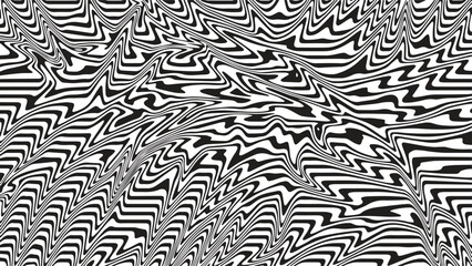 Abstract black and white warped zebra stripe pattern