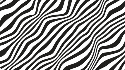 Abstract black and white wavy stripes pattern