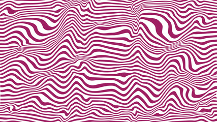 Abstract wavy pink and white stripes psychedelic pattern