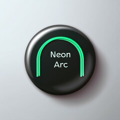 Glossy black circular button features a vibrant green neon arc and the words "Neon Arc" inside