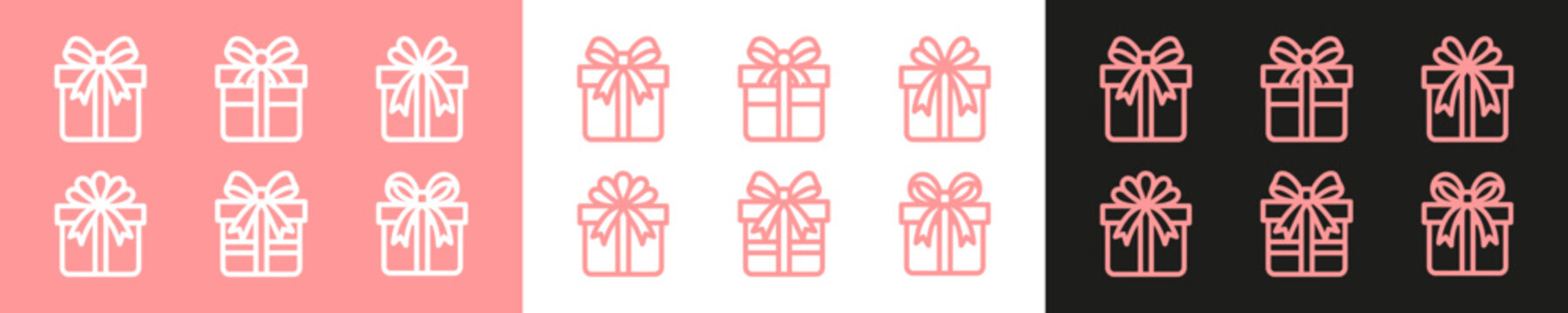Gift box logo icon set. Abstract gift box with minimalist line style vector illustration.