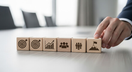 Wooden Goal & Teamwork Icon Cubes