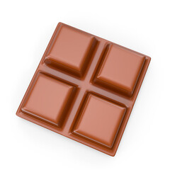 Milk chocolate bar, four squares, transparent background, studio shot, food photography