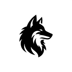 simple stencil Silhouette of wolf dog siberian husky alaskan malamute	