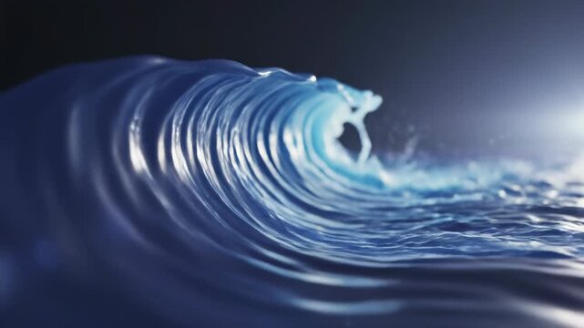 Ultra slow motion capture of smooth flowing liquid energy waves creating a beautiful temporal distortion effect in soft blues and purples science, vibration, texture