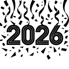 Happy New Year 2026 Festive Celebration with Falling Confetti