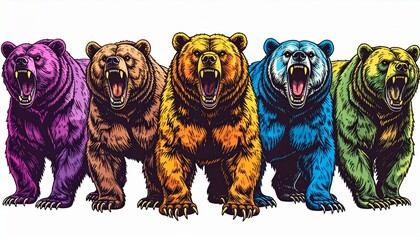 凶暴なクマのイラスト　Illustration of a ferocious bear