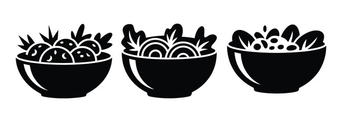 Fresh vegan salads in black bowls offer healthy lifestyle choices and vibrant culinary options, perfect for restaurant menus and wellness campaigns promoting balanced nutrition