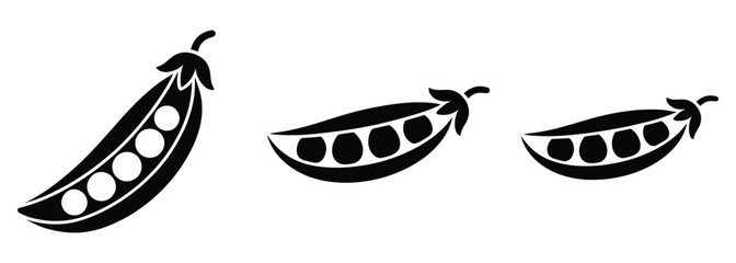 Fresh pea pods in minimalist black and white design create a natural and organic feel for healthy eating promotions and springtime menus, perfect for culinary designs and vegetarian themes