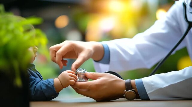 Volunteer doctor checkup, keeping kids healthy, underprivileged children examination, healthcare screening service, pediatric wellness assessment, community clinic program, medical