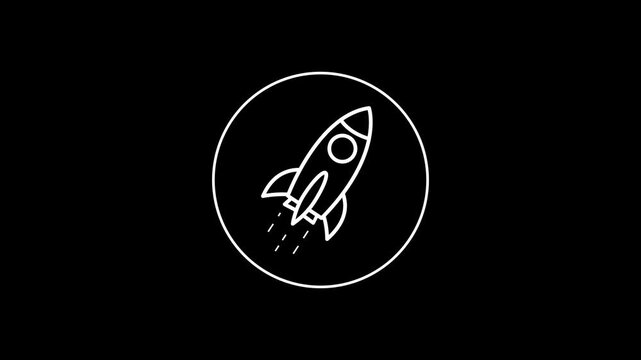 Rocket liner icon animation on a transparent background. 4K