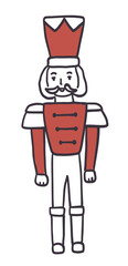 Fototapeta premium Christmas hand drawn nutcracker character on transparent backgroubd