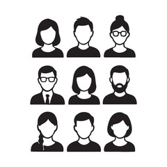 male and female avatar icons set vector