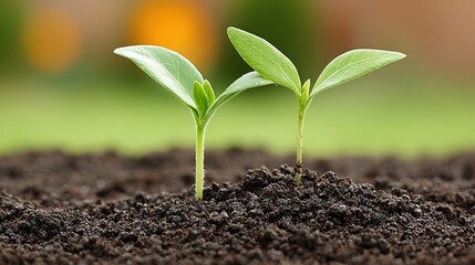 Fototapeta premium Fintech splash screen: single green shoot in night soil symbolizes innovation breakout, blank for slogan—app launch or web banner