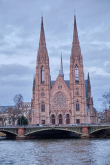2024, 30 December, Alsace, December: view of Old city center of Strasbourg town with colorful houses.
