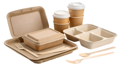 Biodegradable & Compostable Eco-Friendly Food Packaging Set: Plates, Cups, Containers, and Cutlery