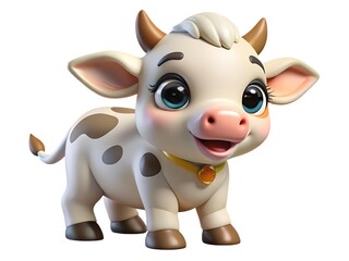 Naklejka premium Adorable cartoon calf with big eyes and a sweet smile isolated on a white background