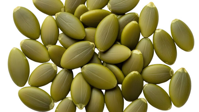 Pile of Green Pumpkin Seeds with Visible Veins on a Black Background pepitas green seeds