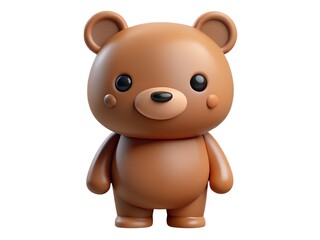 Naklejka premium Adorable cartoon brown bear character with a sweet expression isolated on white background