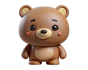 Naklejka premium Charming cartoon teddy bear character with a sweet expression and rosy cheeks