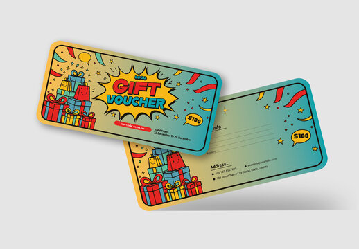 Colorful Pop Art Coupon Card Design