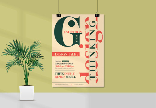 Design Exhibition Event Poster Template With Swiss Modernist Bold Typography