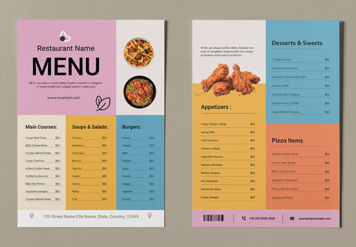 Food Menu Template Layout