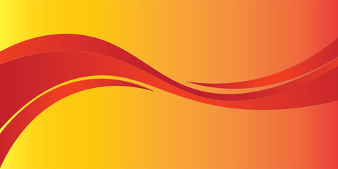 Vector red line background curve element with yellow space for text and message design, overlapping layers, vector