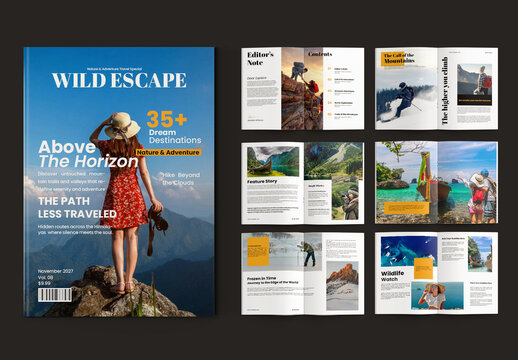 Modern Outdoor Adventure Travel Magazine Template