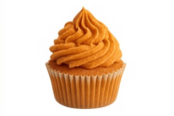 Cupcake with orange frosting, a sweet dessert, baked food isolated, perfect for celebrations or snack time