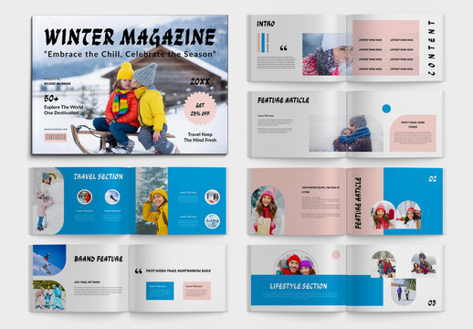 Travel Winter Magazine Template Layout