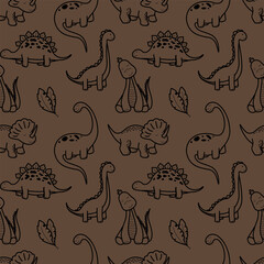 Seamless Monochrome Dinosaur Pattern for Kids © Mariana