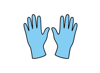 Obraz premium Two Light Blue Hands Facing Forward Isolated on Black Background