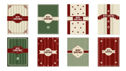 Christmas greeting cards vector set, holiday design templates with ribbons © AgnaPutri