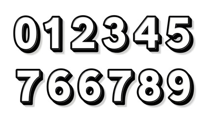 Bold and Playful Numeric Characters Outline Font with Depth