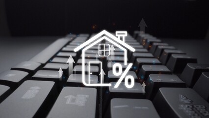 Real estate investment profit illustration showing rising house value, property return, and real...