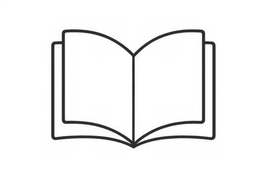 Open book line icon symbolizing education, knowledge, and wisdom. Simple vector outline graphic on transparent background - Powered by Adobe