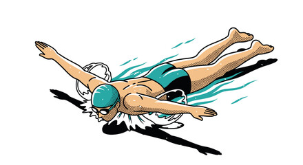 Dynamic swimmer performing butterfly stroke illustration for sport design