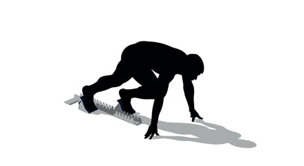 Obraz premium Athlete in starting position silhouette for sports event design