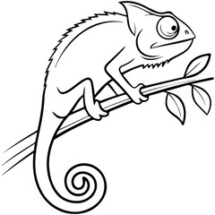 Chameleon Line Drawing – Stylized Reptile