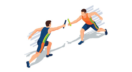 Fototapeta premium Relay race team effort dynamics for sports design illustration