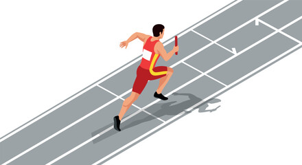 Relay race runner on track in motion for sports theme and fitness design