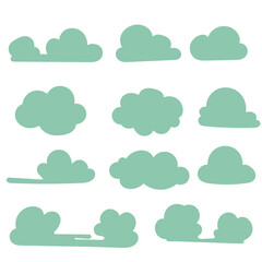 hand drawn doodle various cloud collection set 