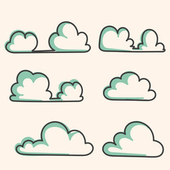 hand drawn doodle various cloud collection set 