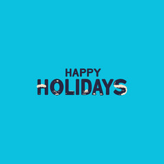 Vibrant happy holidays greeting on bright blue background