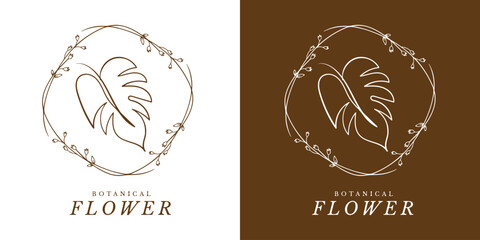 Organic Botanical Garden Logo &ndash; Natural Leaves & Flower Symbol