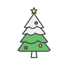 Cute decorated Christmas tree icon perfect for holiday design